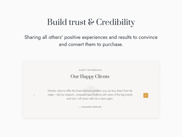 Aro Jewelry Store WordPress Theme Testimonials