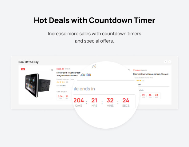 Autozpro Auto Parts WooCommerce WordPress Theme - Hot deal with countdown timers