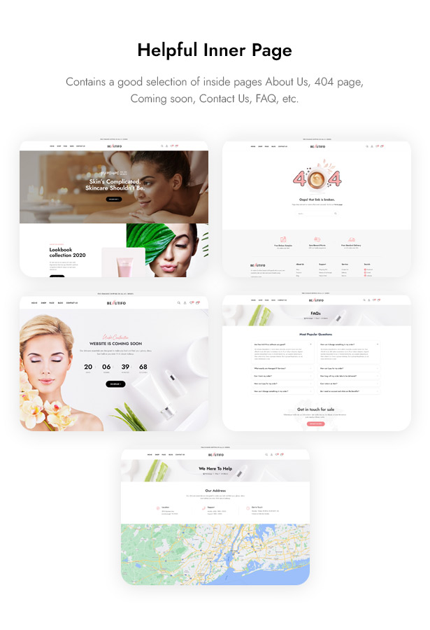 Beautifo Cosmetics WordPress Theme - Inner Pages for Beauty & Skincare Shop