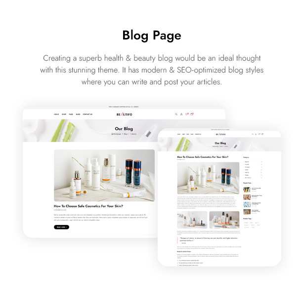 Beautifo Beauty WooCommerce WordPress Theme - Beauty Blog Page