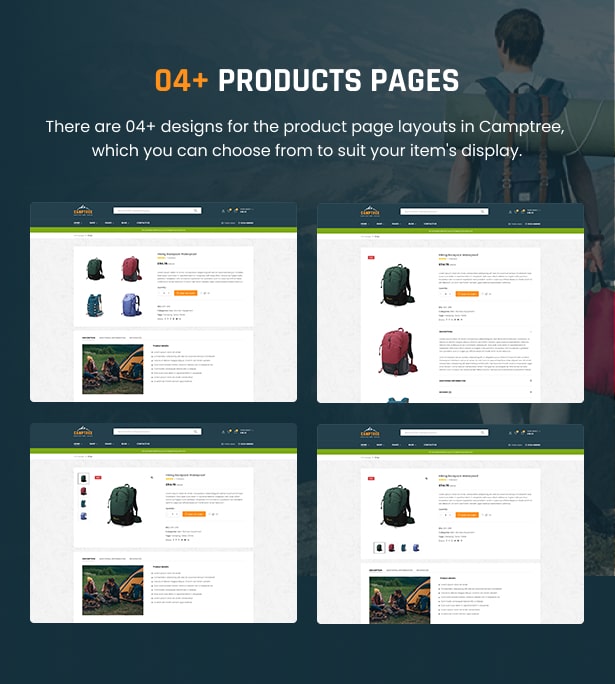 Outdoor WordPress Theme Product Pages