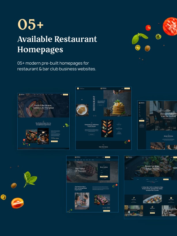 Delicioz Restaurant WordPress Theme Homepages