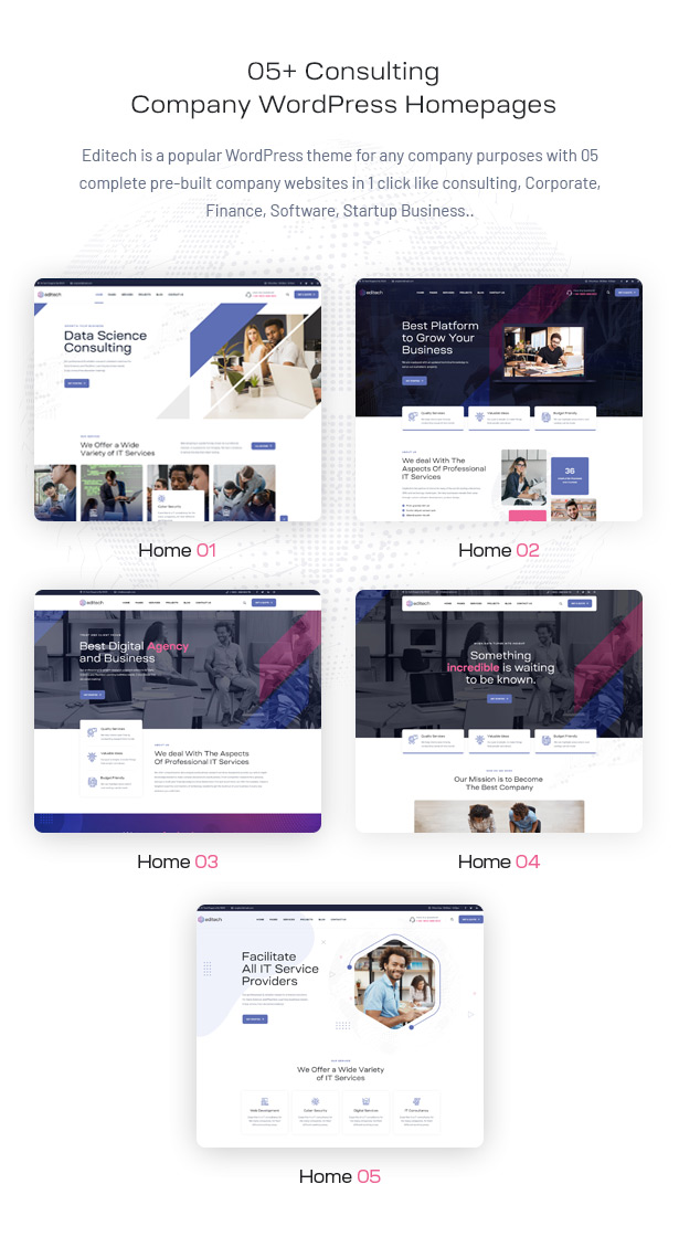 Editech Corporate Business WordPress Theme - 05+ Corporate Business Homepages 