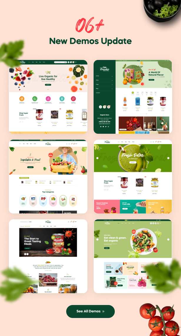 Freshio - Organic Food Store WordPress Theme homepages update