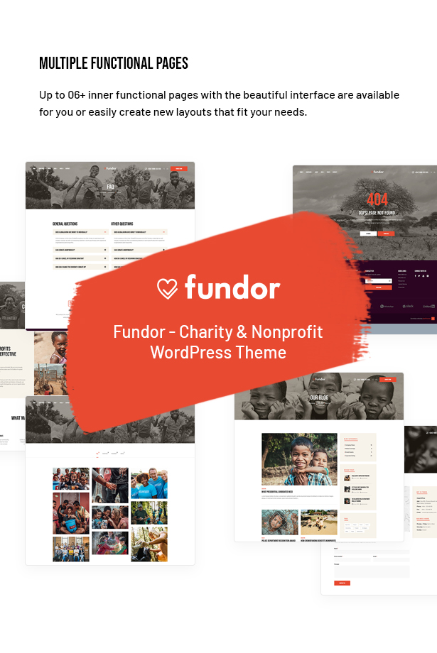 Fundor Charity Nonprofit WordPress Theme - Multiple functional pages