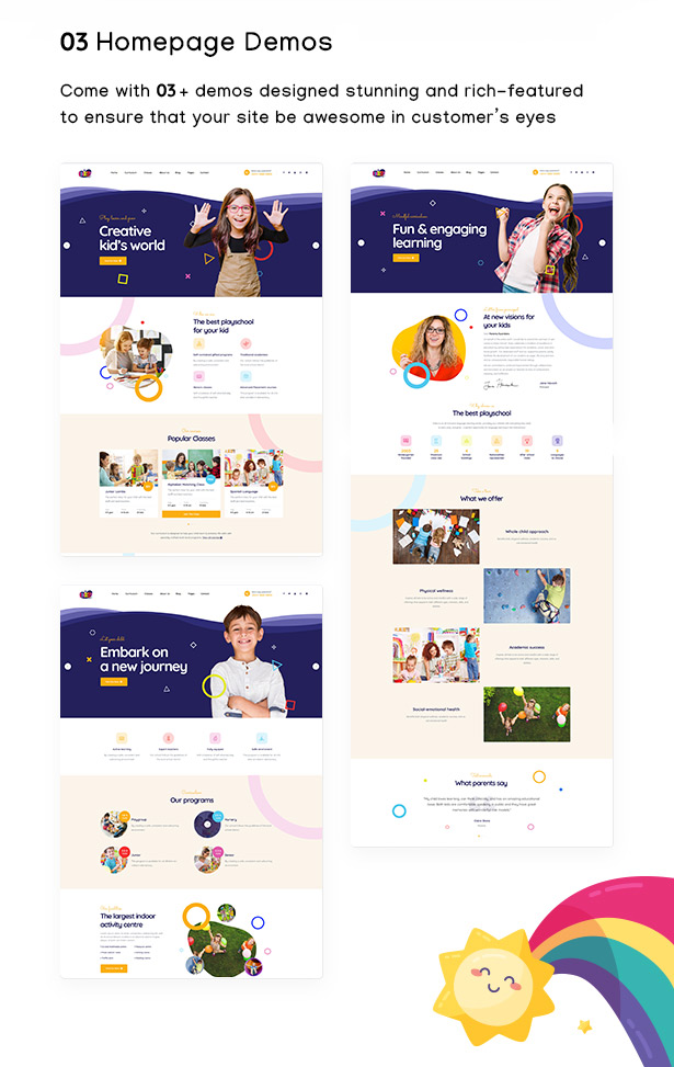  Kindero Kindergarten WordPress Theme - 03 Education Homepages websites