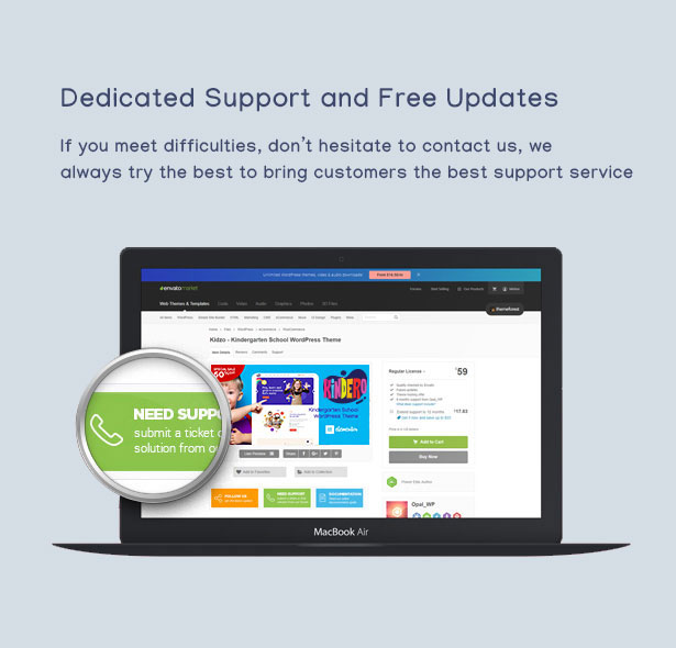 Kindero Education School WordPress Theme - Dedicate Support and Free Updates