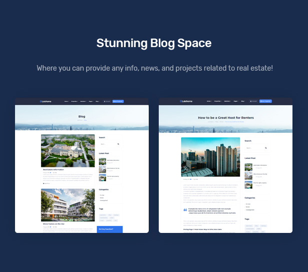 Latehome Real Estate WordPress Theme - Awesome Blog Space