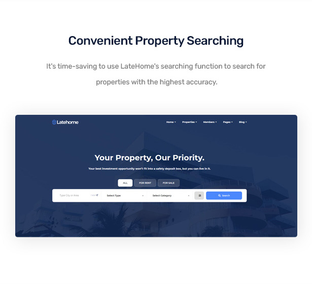 Latehome Real Estate WordPress Theme - Great Property Searching System