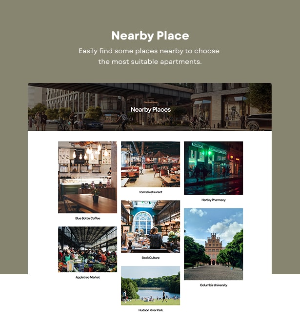 Luxtower single real estate wordpress theme nearby places