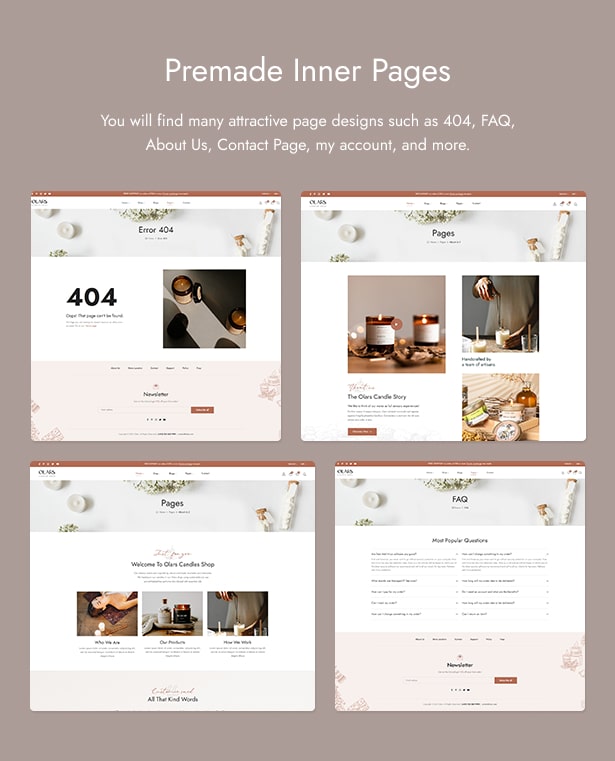 Olars Candle Handmade WordPress Theme Inner Pages