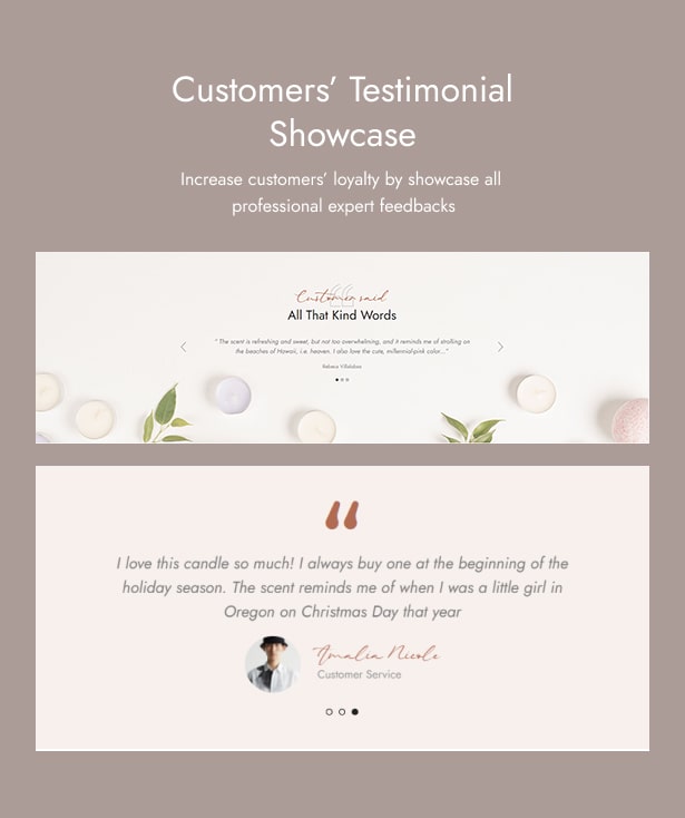 Testimonial Showcase on Candle Handmade WooCommerce Shop