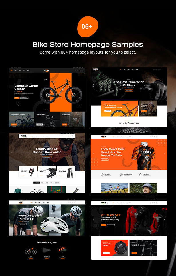 Bike Store WordPress Homepages