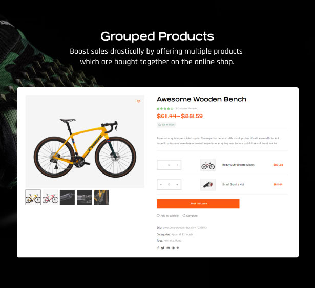 Bike Shop WordPress Theme Grouped Products