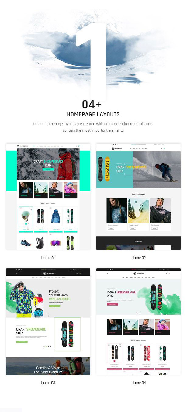 Snowboard Winter shop WordPress Theme - 04+ winter shop website design demos