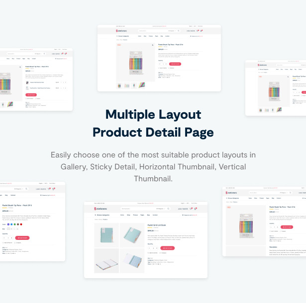 Stationery WordPress Theme Product Layouts Pages