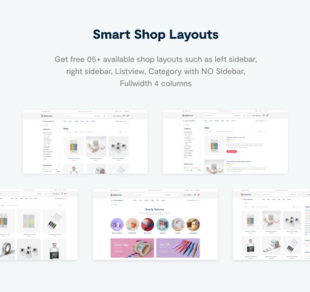 Schreibwaren WordPress Theme Shop-Layouts